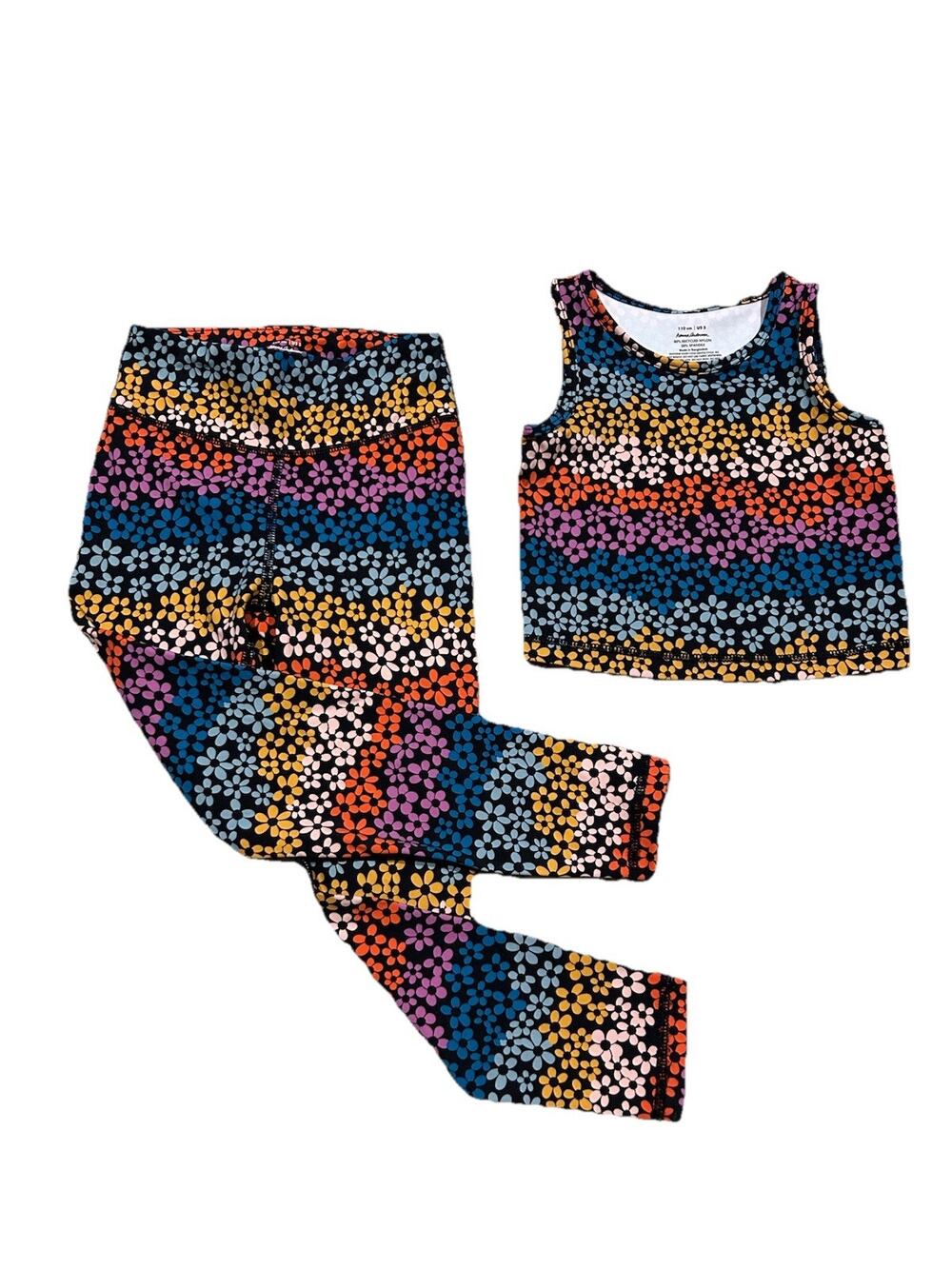 Hanna Andersson 110 / US 5 Active SET MadeToStretch Tank Top/Leggings Floral F26